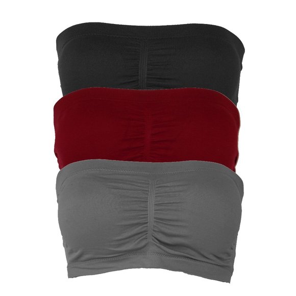 Other - 3pcs SET Strapless Bandeau Padded Tube Top Bra Stretch Non-slip